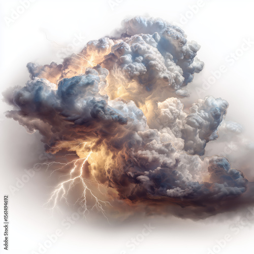 Dramatic Storm Clouds with Lightning , PNG isolated cut out image