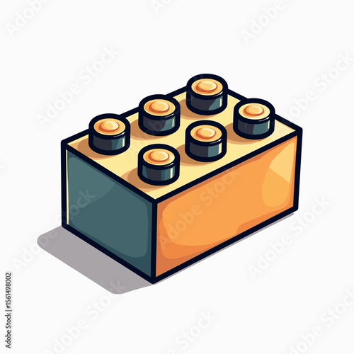 Colorful Cartoon Style Building Block Toy Illustration for Children's Educational Play