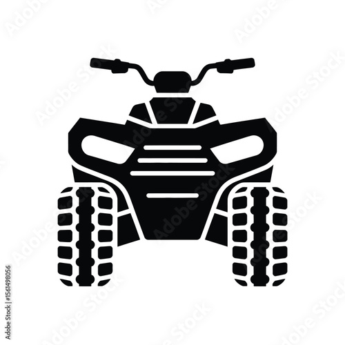 Black silhouette of an all terrain vehicle or quad bike viewed from the front