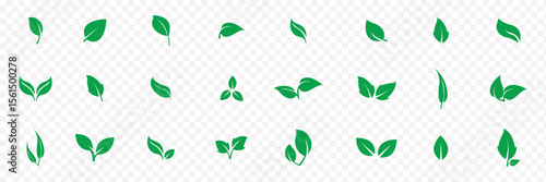  leaf icons set. Leaves icon on transparent background. Collection green leaf. eps 10 