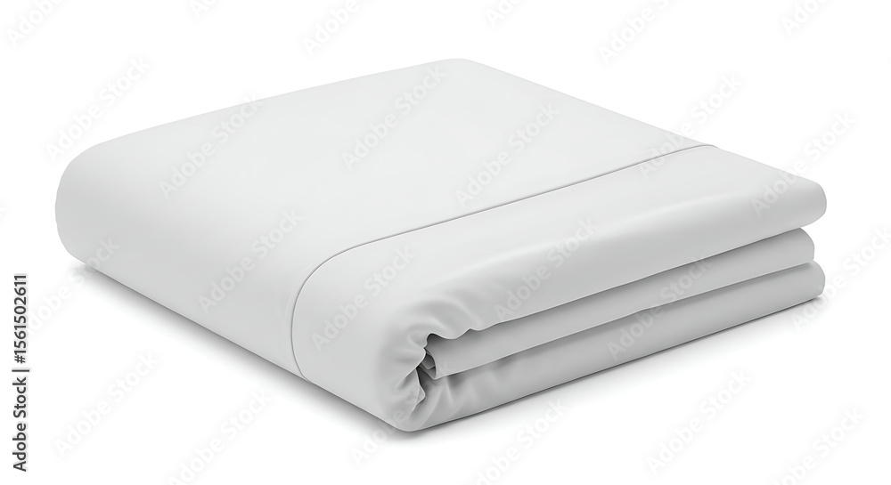 Folded, light gray bed sheet, showcasing smooth fabric texture and clean lines. Folded, light gray bed sheet, showcasing smooth fabric texture and clean lines.