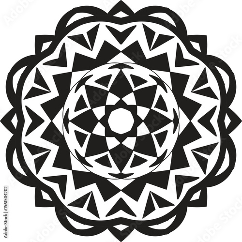 Black and white mandala vector isolated on white. Vector hand drawn circular decorative element.
