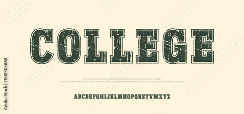 Classic college font. Vintage sport font in american style for football, baseball or basketball logos and t-shirt. Athletic department typeface, varsity style font. Vector	