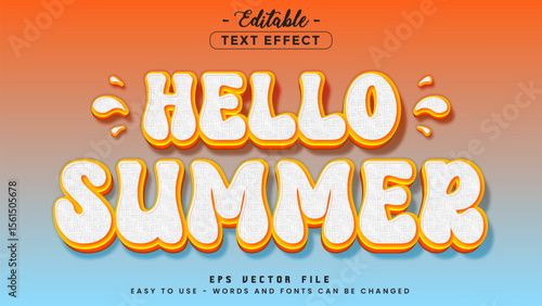 Hello summer comic style, editable text effect.