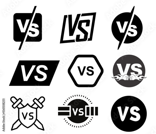 Versus Icons Vector Set | VS Letter Symbols & Battle Match Graphics