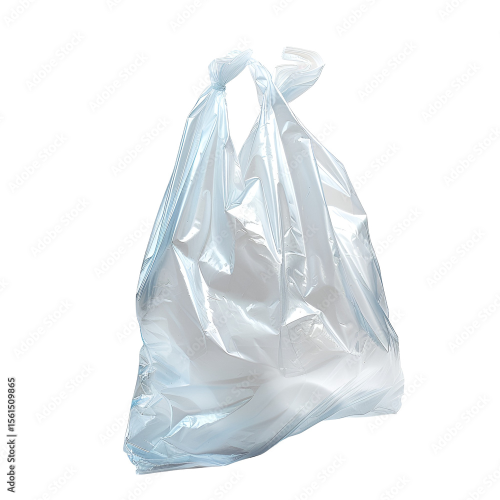 Fototapeta premium Empty Plastic Shopping Bag Isolated on Black Background,