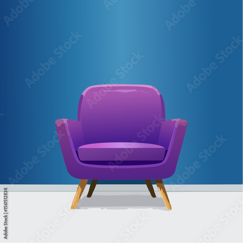 Minimalist high-contrast image of a bright colored chair against a vibrant colored wall
