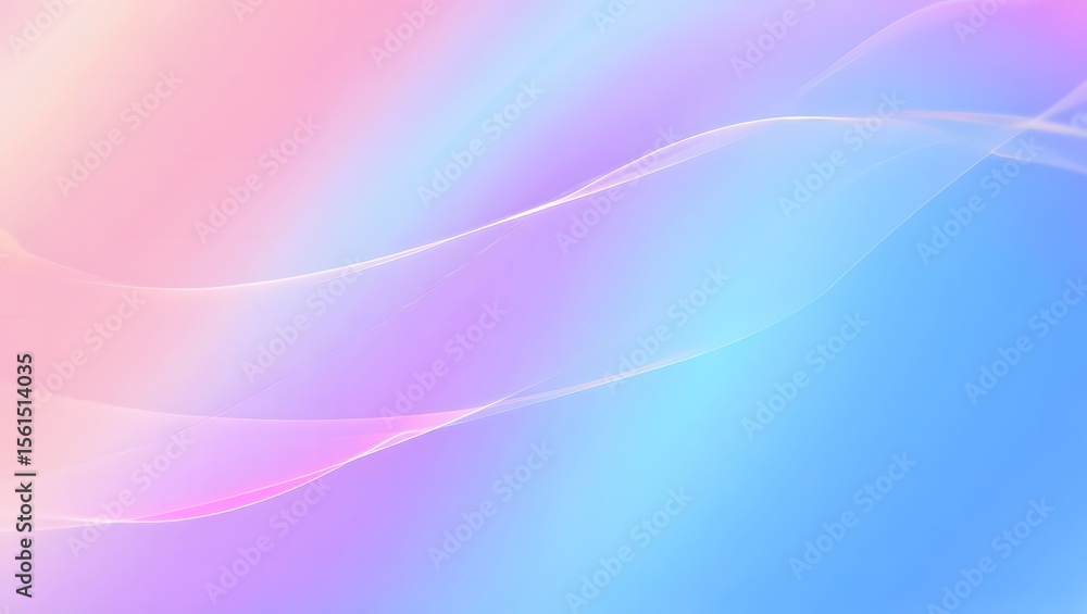 Fototapeta premium Abstract Pastel Wave Background: Soft Pink, Purple, and Blue Gradient with Subtle Light Lines.