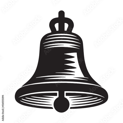 Classic black silhouette of a bell with a crown and clapper