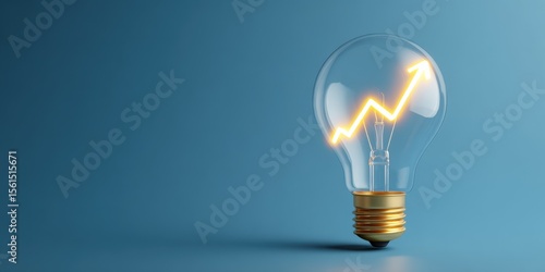 Creative light bulb with upward trending arrow symbolizing innovation growth and ideas.