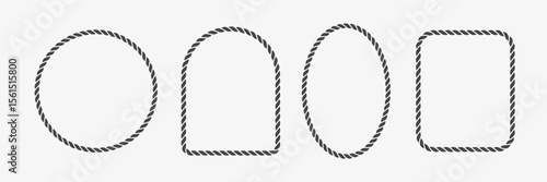 Set of rope frames black color. Vector illustration