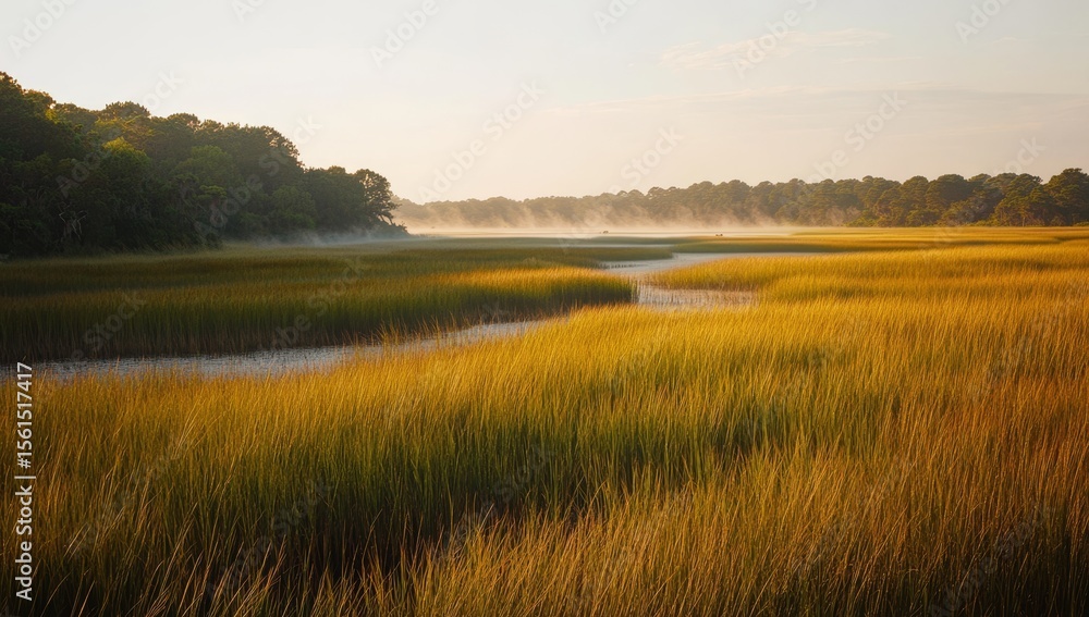 Misty Sunrise Over Coastal Marsh Misty Sunrise Over Coastal Marsh