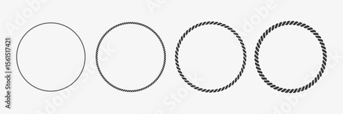 Circle woven rope frames collection. Glyph illustration of knot borders. Vector