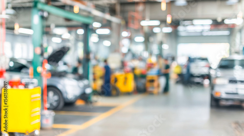 Wallpaper Mural Car service centre in action with busy mechanics and tools in soft focus atmosphere Torontodigital.ca