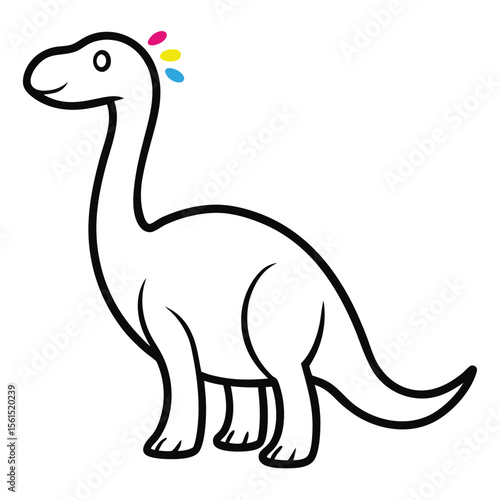 Detailed outline illustration of a parasaurolophus dinosaur in vector format