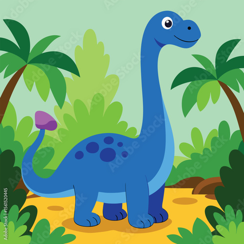 Charming cartoon brontosaurus dinosaur illustration for children s designs