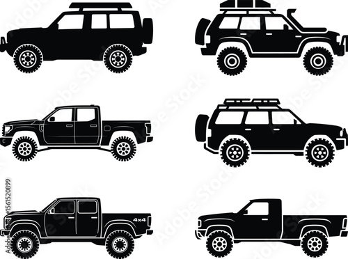 Off Road Vehicle and Truck Silhouette Collection for Adventure and Exploration