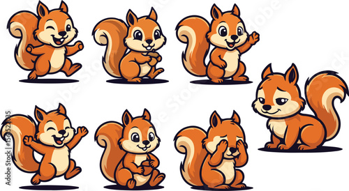 vector illustration of chipmunk squirrel ferret funny cute cartoon mascot character cartoon with 7 poses 02