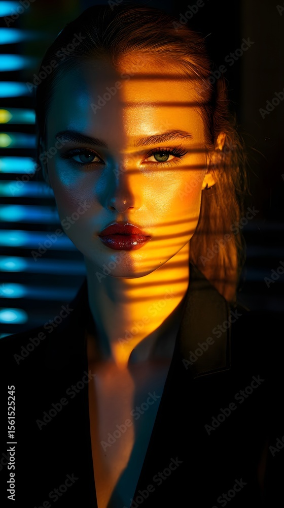 custom made wallpaper toronto digitalA striking portrait of a woman illuminated by contrasting light.