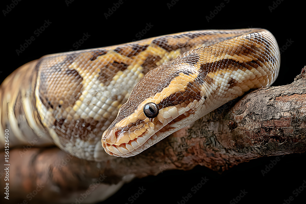 Fototapeta premium Royal Python snake rested on branch