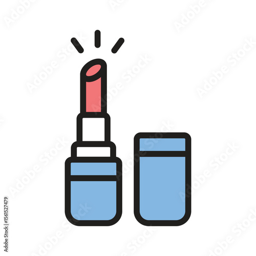 Creatively designed glyph style icon showing red lipstick