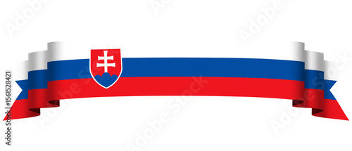 Photography Slovak flag ribbon banner isolated on transparent background