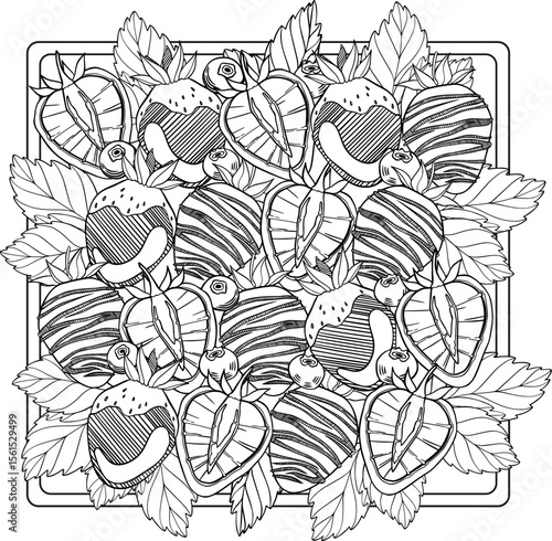 Vector illustration chocolate-covered strawberries isolated. Hand drawn illustration.
