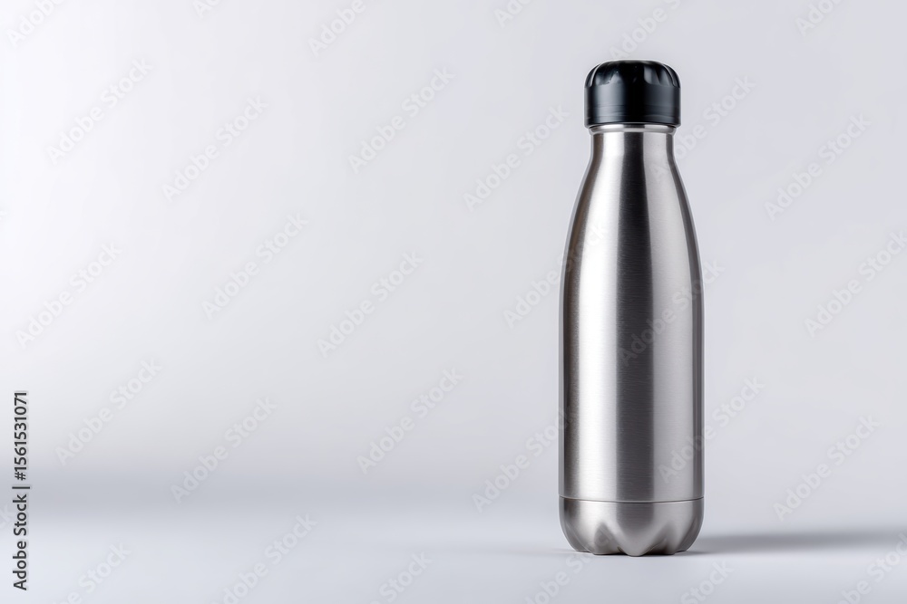 Reusable water bottle made from stainless steel on white Reusable water bottle made from stainless steel on white