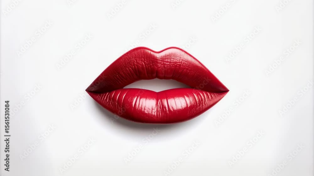 Isolated full red lipstick lips on a clean white background showcasing vibrant color and smooth texture. Isolated full red lipstick lips on a clean white background showcasing vibrant color and smooth texture.