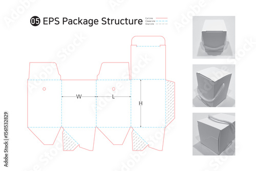 P2_05. a string handle box. It is a three-sided adhesive one-touch box that adheres to the side and bottom, making it quick to assemble and easy to pack.