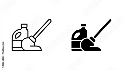 Cleaning products icon set. household cleaning and housekeeping thin line symbol. vector illustration on white background