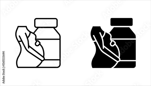 Supplements for pregnant women icon set. Pregnancy complementary medicines. vector illustration on white background