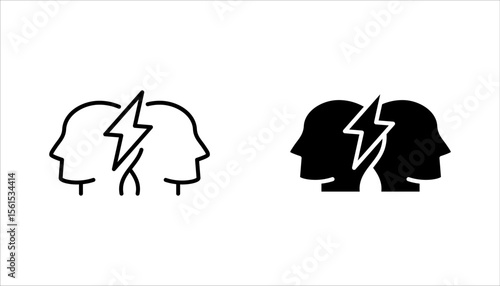 Rivalry linear icon set. Friendly contest, competitive interpersonal relationship symbol. vector illustration on white background
