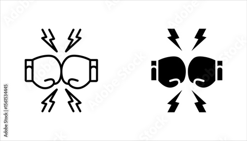 Rivalry linear icon set. Friendly contest, competitive interpersonal relationship symbol. vector illustration on white background