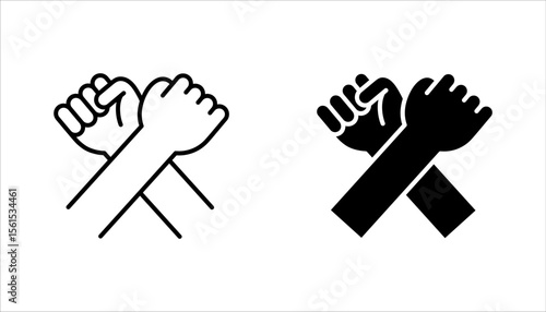 Rivalry linear icon set. Friendly contest, competitive interpersonal relationship symbol. vector illustration on white background