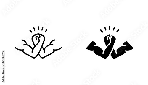 Rivalry linear icon set. Friendly contest, competitive interpersonal relationship symbol. vector illustration on white background