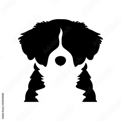 minimalist vector silhouette, Floppy puppy ears