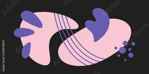 Abstract organic shapes, lines and dots composition. Hand drawn blob figures vector set.