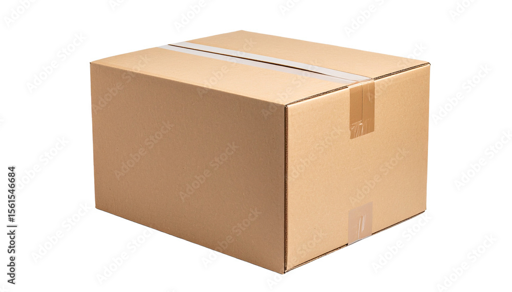 brown Closed rectangular cardboard box with some packing tape isolated on transparent background, PNG brown Closed rectangular cardboard box with some packing tape isolated on transparent background, PNG