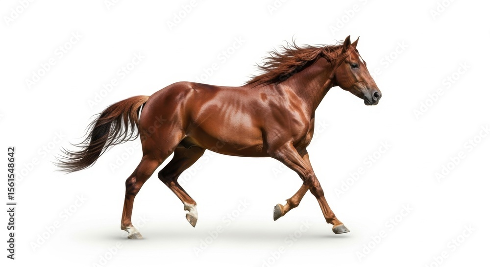 Obraz premium Running brown horse in motion studio setting animal photography isolated background dynamic viewpoint