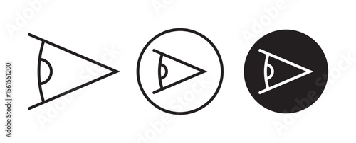 Eye side icon set in black filled and stroke. side icon Graphic vector set