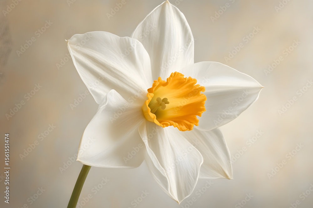 Fototapeta premium a single white flower with a yellow center