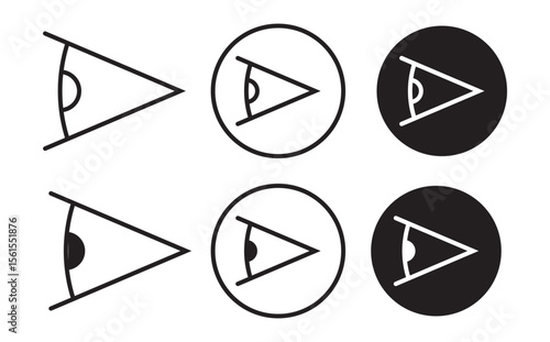 Eye side icon set in black filled and stroke. side icon Graphic vector set