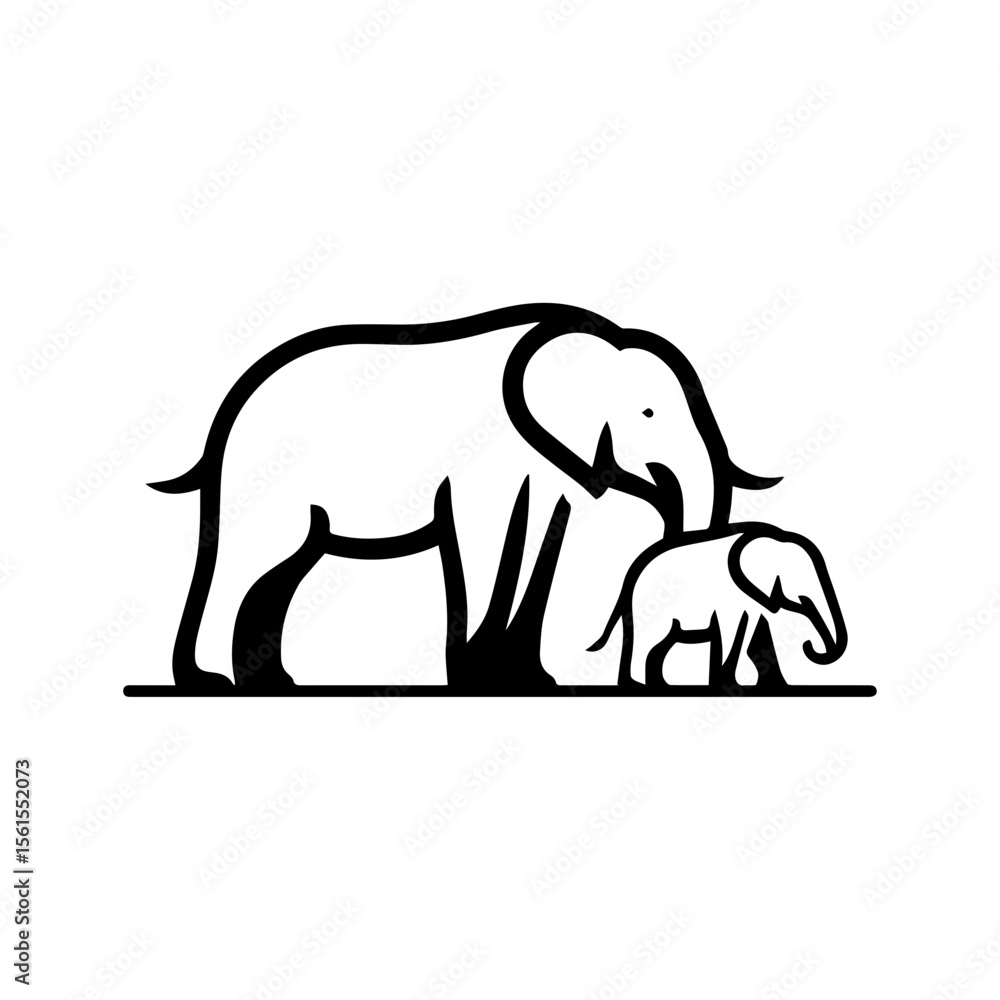 Fototapeta premium minimalist vector silhouette, Such a gentle-looking elephant