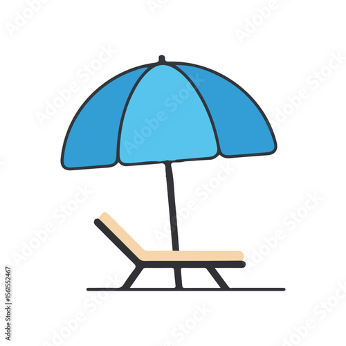 Summer beach Vector Icons – Beach umbrella lounge chair icon, suitable for digital use icon