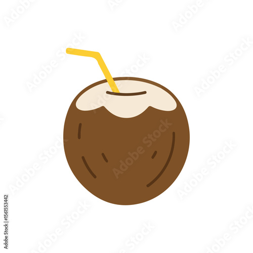 Summer beach Vector Icons – Coconut straw icon, suitable for digital use icons