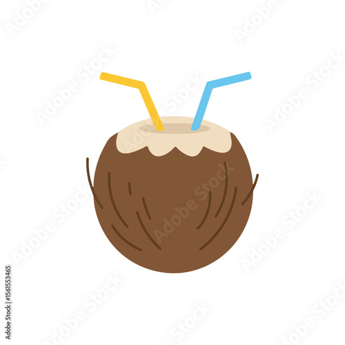 Summer beach Vector Icons – Coconut straw icon, suitable for digital use icons