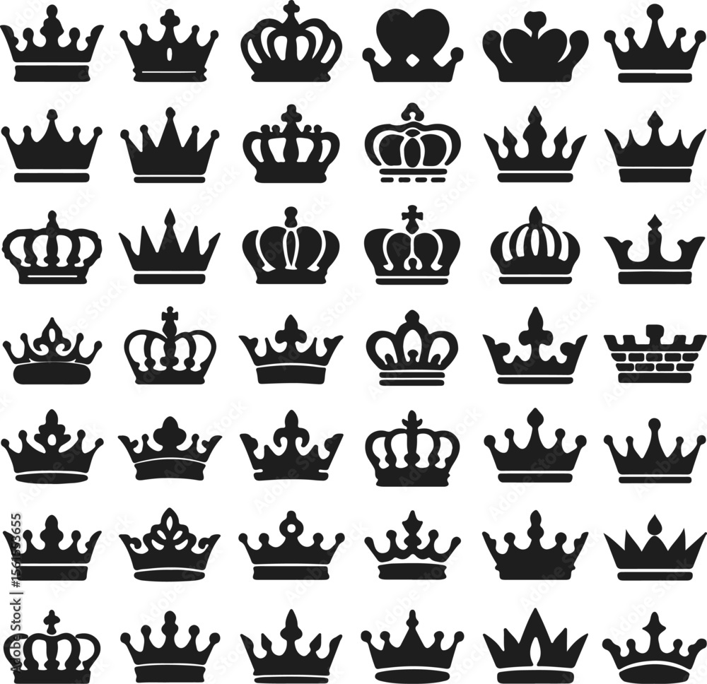 Obraz premium Royal Crown Icon Set 30+ Vector Crowns for Design Projects