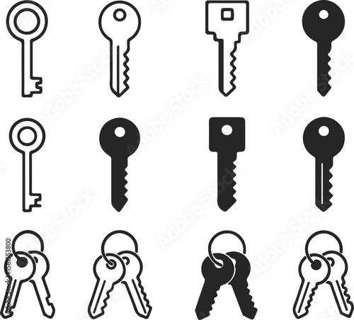 Key Icon Set 12 Versatile Key Illustrations for Design Projects