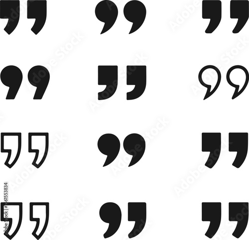 Versatile 'Inverted Comma' Icon Set EPS Vector Graphics for Design Projects